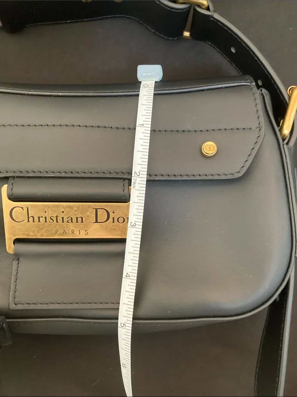 Dior Black Leather Crossbody / Shoulder Bag with Gold Hardware